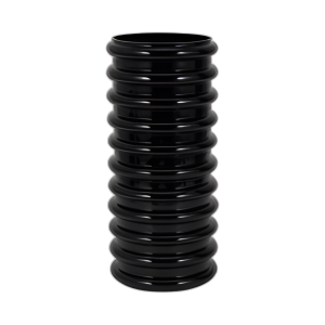 VIDRIO DE 14´´ H, JARRÓN DE VIEIRAS, NEGRO