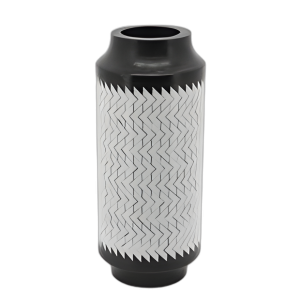 JARRÓN DE CHEVRON DE RESINA DE 14´´ H, BLK/WHITE