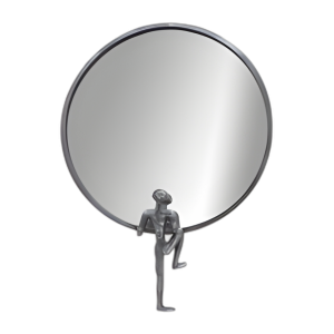 METAL, 24´´ H, ESPEJO CON HOMBRE DECO, NEGRO