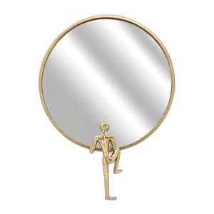 METAL, 24´´ H, ESPEJO CON HOMBRE DECO, ORO