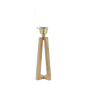 MADERA, 23´´ H CANDELADOR DE ANTORCHA, NATURAL