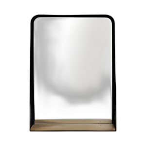 METAL, ESPEJO 22X30 CON ESTANTE, NEGRO/ MARRÓN