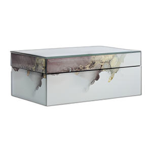 MADERA, 8X5 CAJA ABSTRACTA, BEIGE/ORO