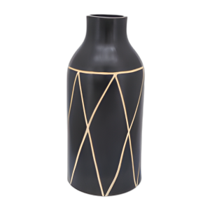 CER, JARRÓN TRIBAL DE 16´´ H, NEGRO