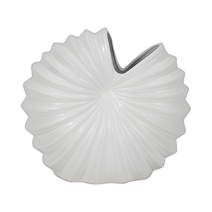 CER, JARRÓN DE CONCHAS DE 12´´ , BLANCO