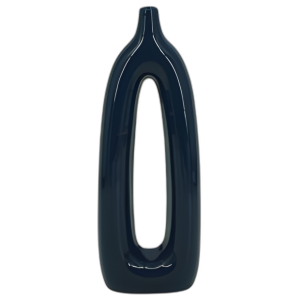 CER, JARRÓN DE CORTE ABIERTO DE 14´´ H, AZUL