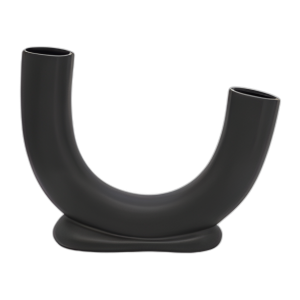 CER, JARRÓN EN FORMA DE 8´´ H U CON BASE, NEGRO