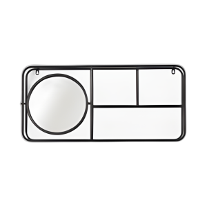 METAL. ESTANTE DE PARED DE 29´´ L CON ESPEJO, NEGRO