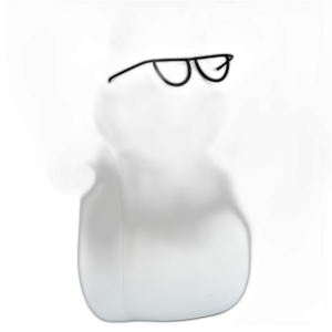 PORCELANA, GATO DE 8´´ H CON GAFAS, BLANCO