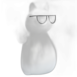 PORCELANA, GATO DE 7´´ H CON GAFAS, BLANCO