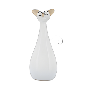 CER, GATO GORDITO DE 10´´ H CON GAFAS, BEIGE