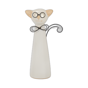 CER, 11´´ H CAT CON GAFAS, BEIGE