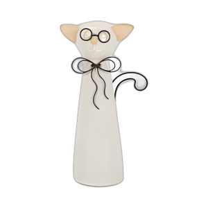 CER, 8´´ H CAT CON GAFAS, BEIGE