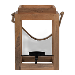 MADERA, SOPORTE DE LINTERNA ABIERTA DE 11´´ H, MARRÓN