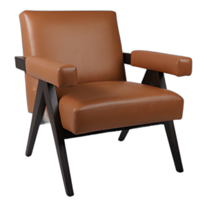 SILLA ESCANDINAVA DE CUERO FALSO, MARRÓN