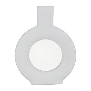 CER, JARRÓN RECORTADO REDONDO DE 9´´ , BLANCO