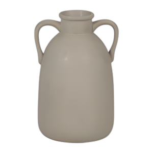 CER, JARRÓN DE OREJAS DE 10´´ H, GRIS