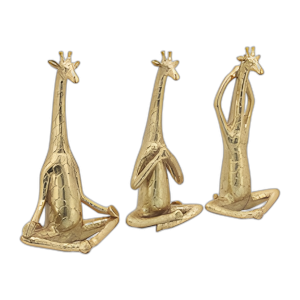 POLYRESIN, S/3,12´´ H, JIRAFA DE YOGA, ORO