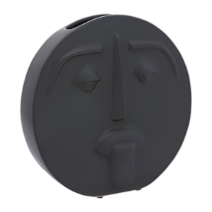 CER, JARRÓN DE CARA TRISTE DE 10´´ , NEGRO