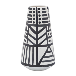 CER, 8´´ JARRÓN ECLÉCTICO, NEGRO/BLANCO