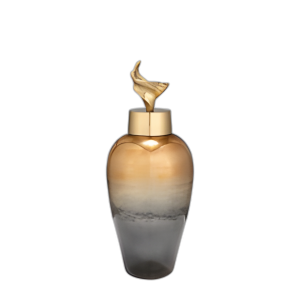 JARRÓN DE METAL DE 17´´ H CON TAPA DE LIRIO, BRONCE