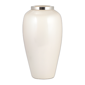 VIDRIO DE 20´´ H CON ANILLO DE METAL, PERLA