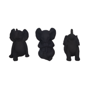 RESINA S/3 6´´ ELEFANTE DE YOGA DE ASPECTO DE PIEDRA, ANTIGUO BLK