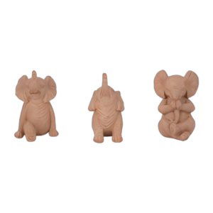 RESINA, S/3 6´´ ELEFANTE DE YOGA DE ASPECTO DE PIEDRA, NATURAL