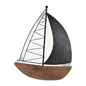 METAL, 19´´ H BOAT WALL DECO, MARRÓN