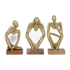 METAL/MADERA, S/3 9´´ PENSAMIENTOS PROFUNDOS, ORO