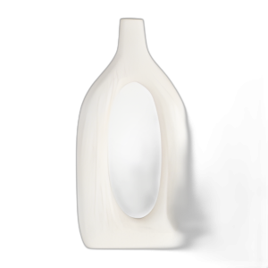 MADERA, JARRÓN DE CORTE DE 14´´ H, BLANCO