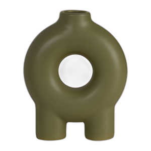 CER, 7´´ , JARRÓN CON PATAS DE DONAS, OLIVA