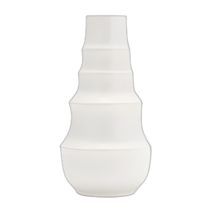 CER, 11´´ , JARRÓN DE PATRÓN DE ANILLO, BLANCO