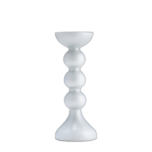 GLASS, 13´´ H, CANDELABRO BURBUJEANTE, WHT ENAM