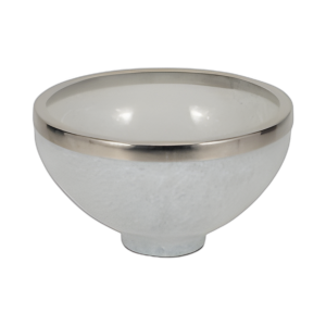 VIDRIO, 10´´ , TAZÓN CON DECO DE ANILLO, BLANCO