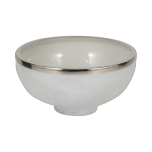 VIDRIO, 13´´ , TAZÓN CON DECO DE ANILLO, BLANCO