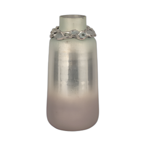 VIDRIO, 15´´ H, JARRÓN CON BRAZALETE, NÍQUEL CON ALOE