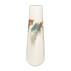 HIERRO, JARRÓN MANCHADO DE COLOR DE 23´´ H, BLANCO