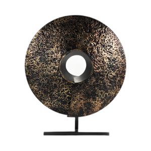 HIERRO, 18´´ H, DISCO CON DECO, NEGRO/DORADO