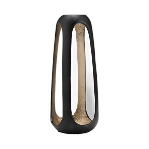 METAL, 15´´ H, JARRÓN ABIERTO, NEGRO MATE