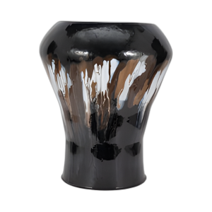 IRON, 25´´ H, JARRÓN DE MANCHAS OVALES, NEGRO