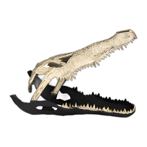 METAL, 16´´ , CRÁNEO DE COCODRILO, ORO/NEGRO