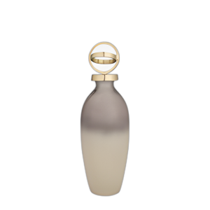 VIDRIO, 16´´ , BOTELLA CON TAPA DE ESFERA, BLANCO/ORO