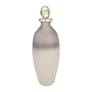 VIDRIO, 22´´ , BOTELLA CON TAPA DE ESFERA, BLANCO/ORO