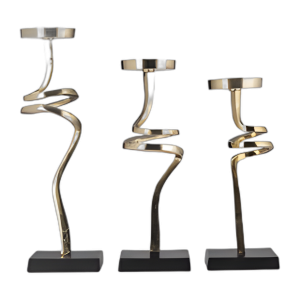 METAL, S/3 13,15,17´´ , SOPORTE DE PILAR DE VELA ABSTRACTA,