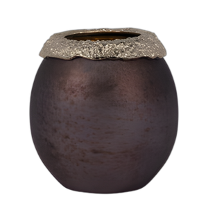 VIDRIO, 8´´ , HURACÁN OVALADO, CARBÓN CARBONIZADO/ORO