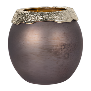 VIDRIO, 10´´ , HURACÁN OVALADO, CARBÓN CARBONIZADO/ORO