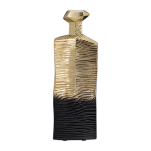 METAL, 20´´ , JARRÓN APAREJADO, ORO/NEGRO