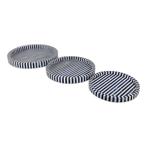 RESINA, S/3 14/12/16´´ BANDEJAS REDONDAS AZULES