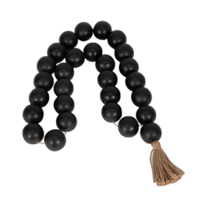 MADERA, GUIRNALDA DE DOBLE CUENTAS DE 32X2 CON BORLA, BLK